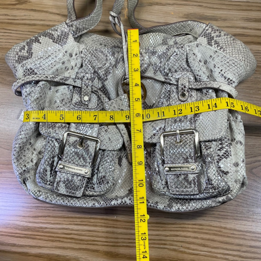 Michael Kors Women Shoulder Bag Snakeskin Embossed Leather Lg Hobo Gold Hardware - Picture 7 of 9